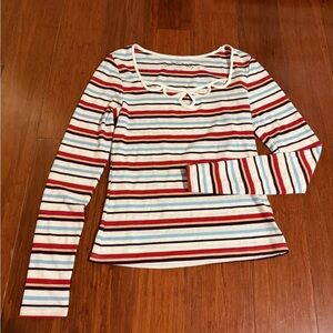 Aeropostale retro y2k striped long sleeve slim top cutouts at chest